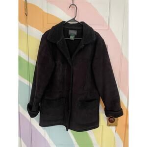 Lauren Ralph Lauren Vintage Black Faux Shearling Coat Sherpa Lined Women's Large